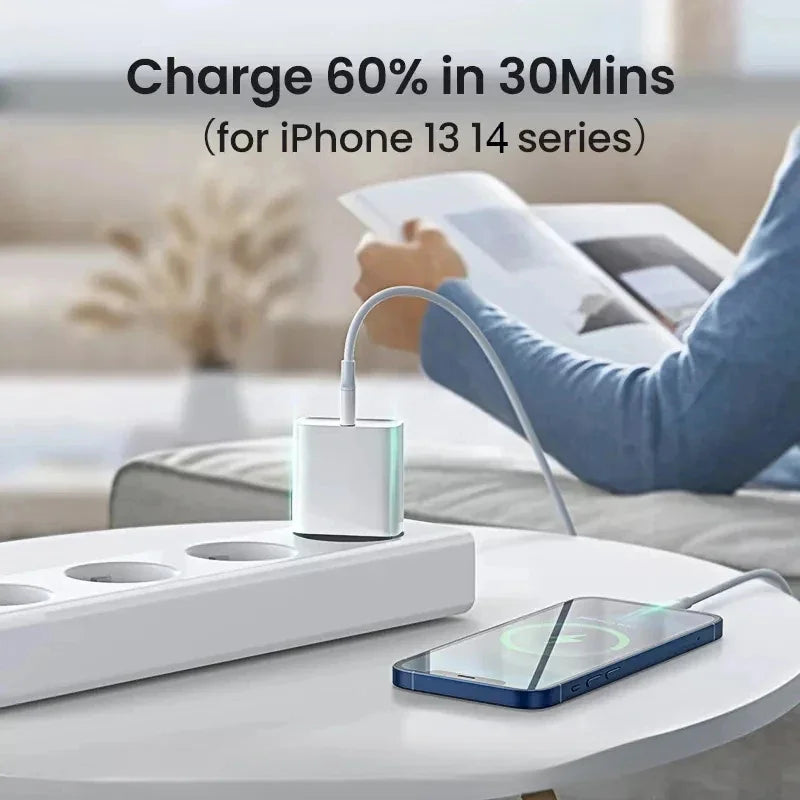 PD 30W EU US Fast USB C Charger For iPhone 8 14 Plus 13 12 11 Pro XS Max XR X SE 1m 1.5m 2m Rapid Charging PD Cable Accessories