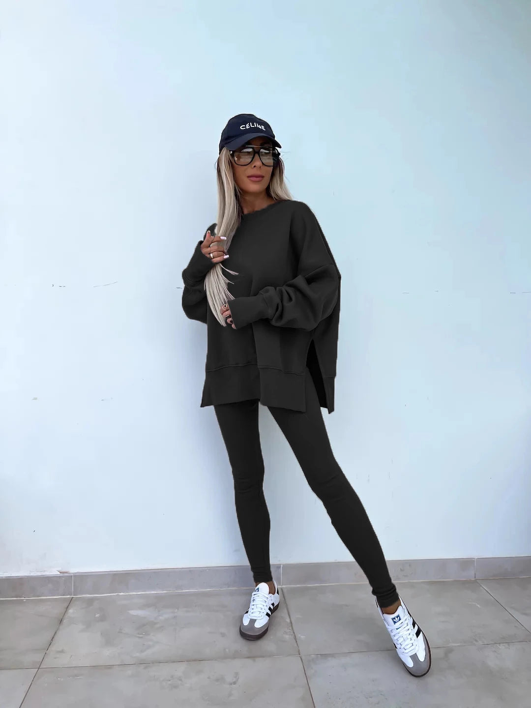 Spring summer 2024 new Shirt  casual loose-fitting sweater tight pants 2 piece suit sets for women 2 pieces trousers sets