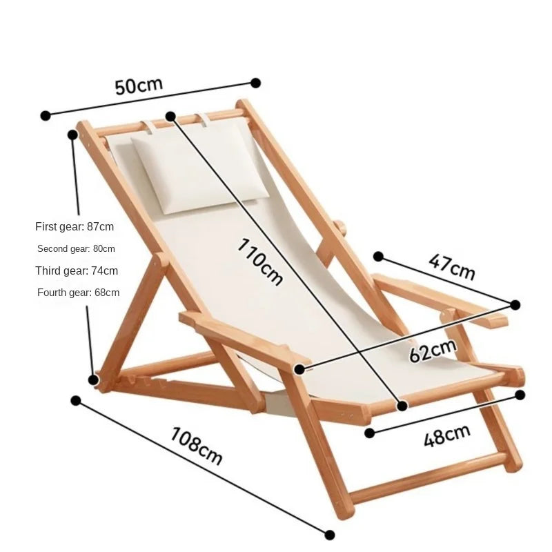 Folding Portable Chairs Solid Wood Lounge Chair Balconies Home Leisure Outdoor Canvas Beach Chairs Outdoor Camping Camping Chair