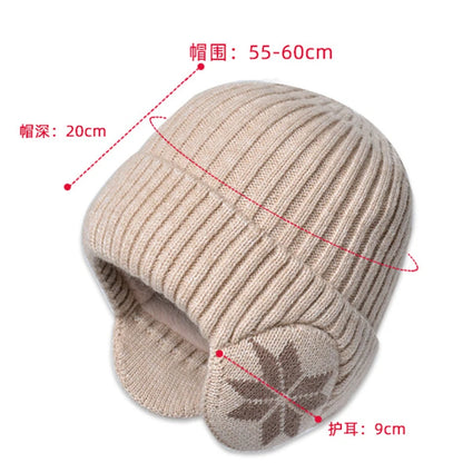 Winter Men's Warm Knitted Woolen Hat Outdoor Ear Protection Plus Velvet Beanie For Women's Pullover Hats