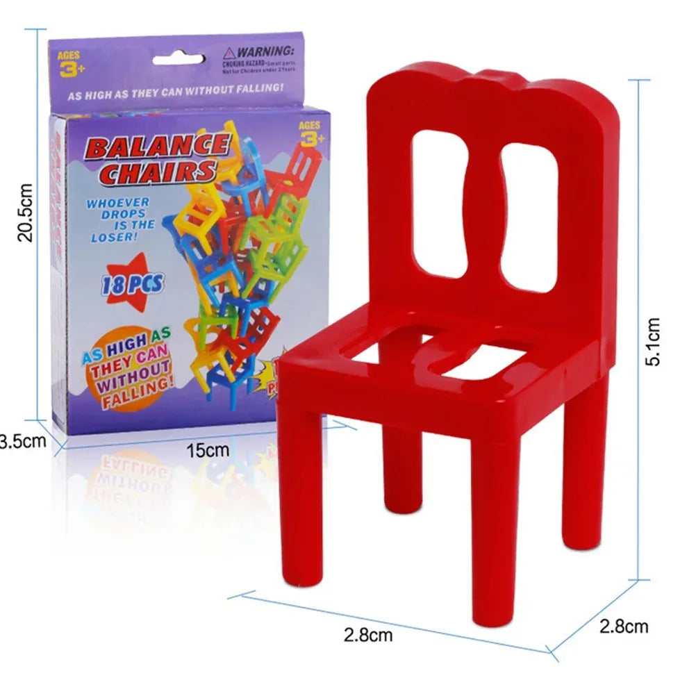 18Pcs/Set Balance Chairs Board Game Mini Stacking Blocks Assembly Family Balancing Training Interactive Educational Toy for Kids