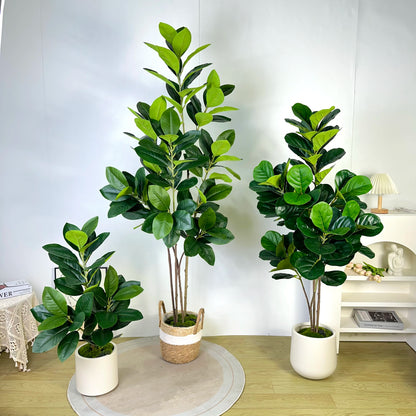 70/135cm Artificial Ficus Tree Branches Large Banyan Leaves Fake Rubber Plant Plastic Tall Plant Landscape For Home Garden Decor