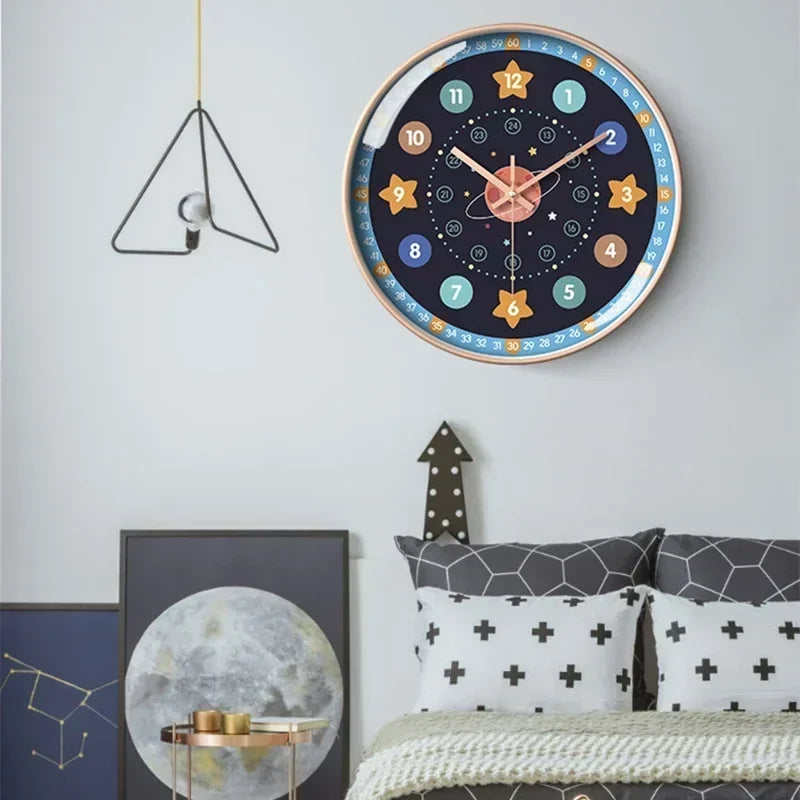 New 8 Inch Round Wall Clock Modern Design Silent Timepieces For Kids Sitting Room Bedroom Learning Clocks Decoration Accessories