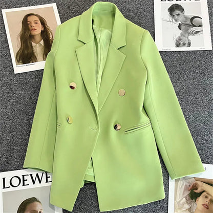 Chic Office Lady Blazer for Women Vintage Coat Autumn Fashion Lapel Collar Long Sleeve Ladies Outerwear Stylish Tops  오피스룩 Mujer