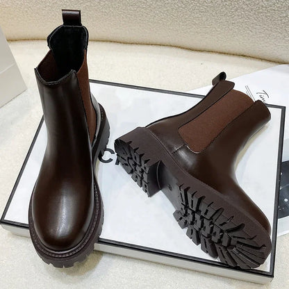 2024 Chelsea boots new thick-soled women's winter shoes for women autumn fashion thick-soled short boots for women