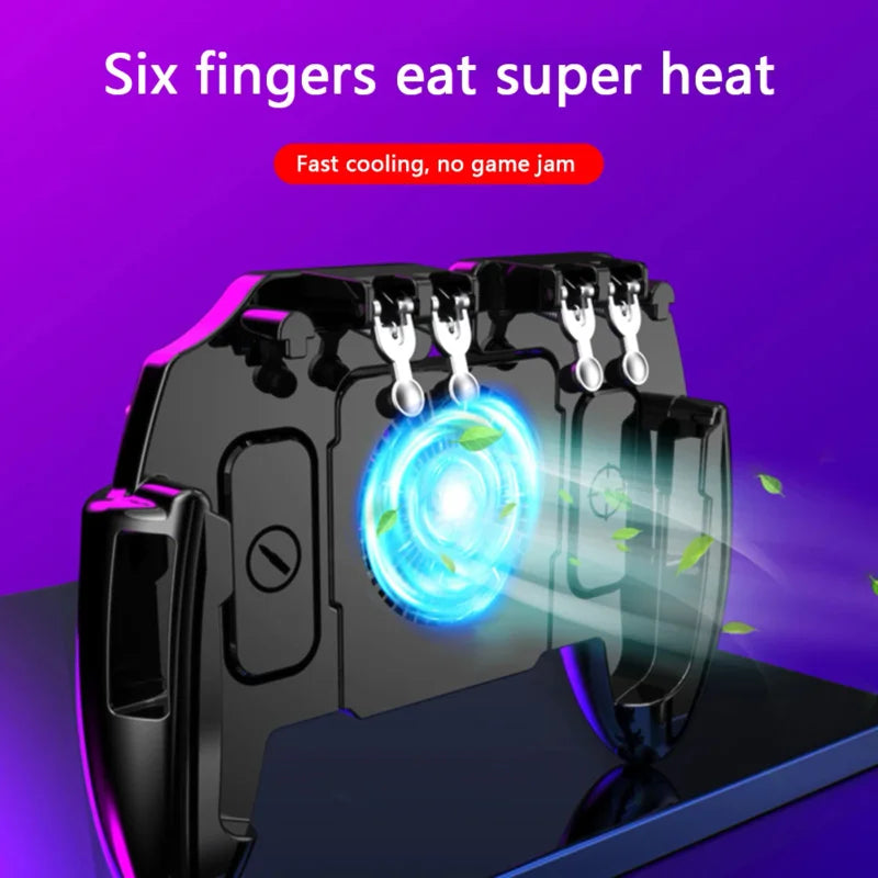 M10 M11 6 fingers gamepad mobile phone shooting gaming button trigger gamepad for PUBG game controller joystick with cooling fan