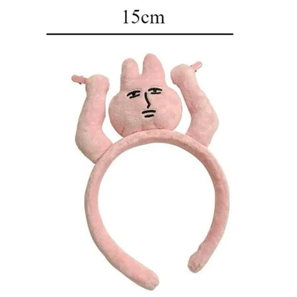 Pink Rabbit Hairband Cute Headband Kawaii Plush Hair Accessory Funny Wide-Brimmed Hairpin Creativity Headdress Gift