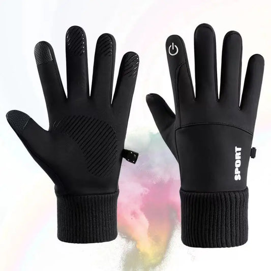 Winter Motorcyclist Gloves for Men Women Cycling Warm Fleece Skiing Bicycle Waterproof Thermal Gloves Gym Touch Screen Anti-slip