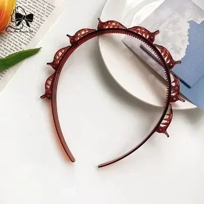 2024 New Double Band Headbands for Women Hairstyle Fashion Non-Slip Hair Bands with Clips  Bezel Hair Hoop Hair Headwear