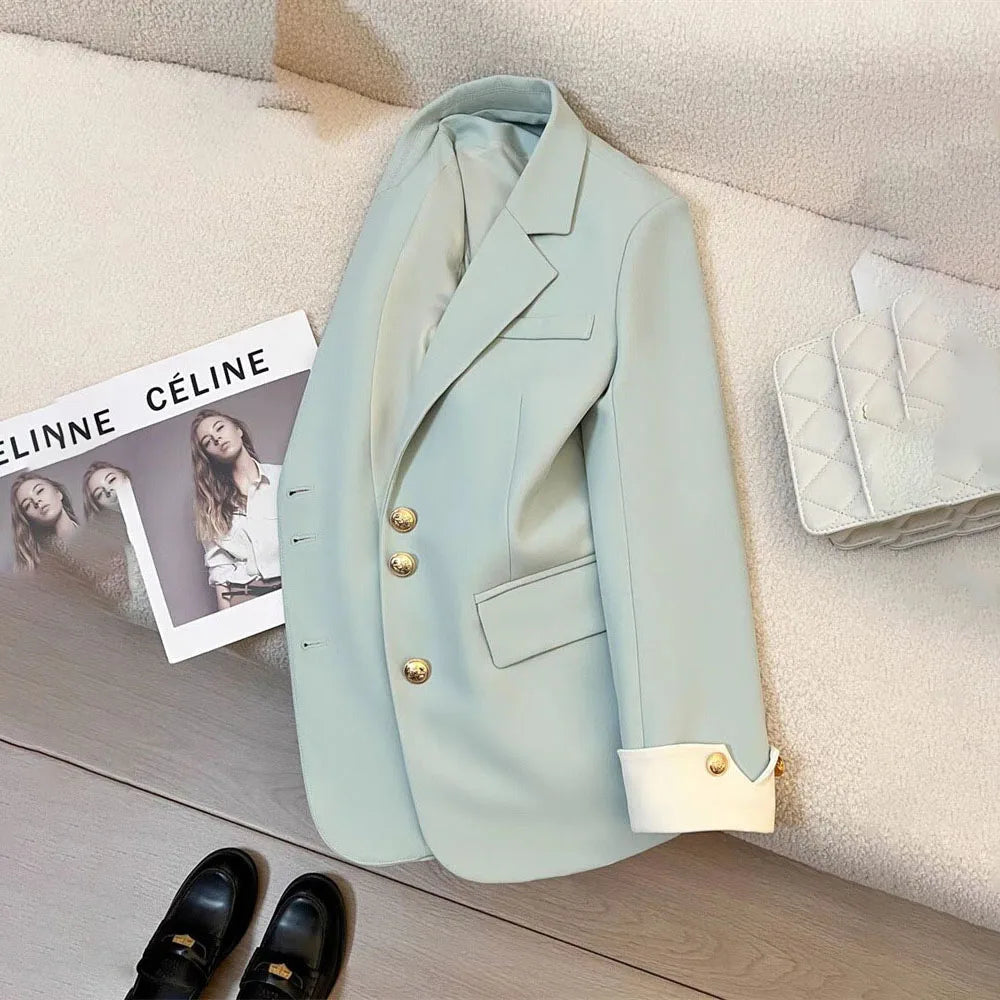 Autumn Winter Office Lady Blazer Jacket Women 2024 Fashion Long Sleeve Coat Woman Blazers Feminino New In Outerwears Casual