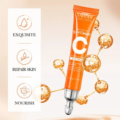 SADOER Vitamin C Eye Cream Anti Dark Circles Eyes Bags Remover Moisturizing Brightening Firming Skin Care Products for Eyes