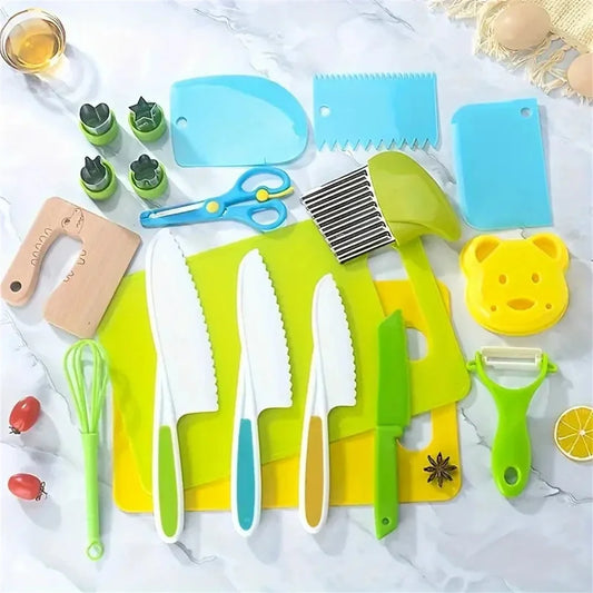 Kids Cooking Cutter Set Kids Knife Toddler Cutter Plastic Cake Fruit Knives Children DIY Peeler Tools Kitchen Accessories