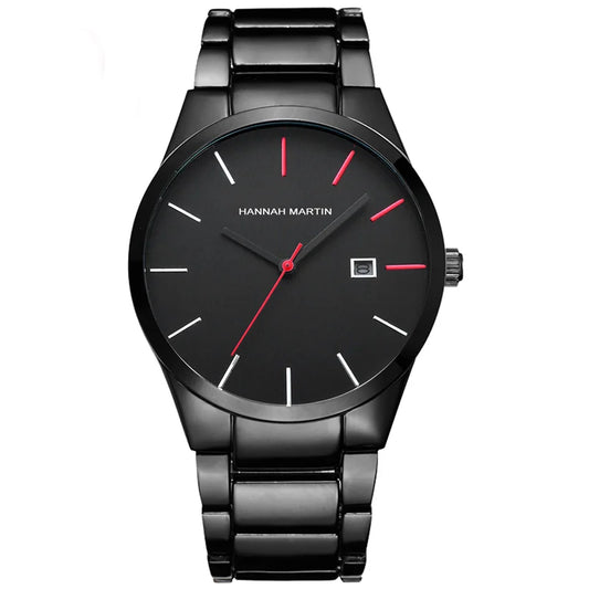 Relojes de lujo de marca superior para hombres de negocios con correa de acero inoxidable roja y negra de Vogue Creative Quartz 2018, resistente al agua, Dropshipping