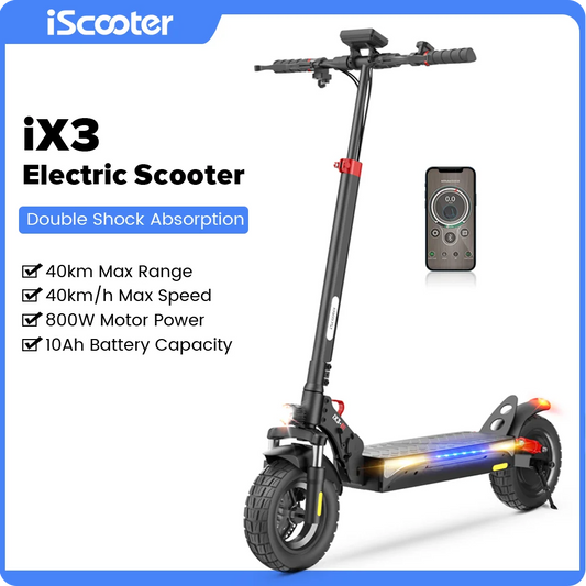 iScooter iX3 Electric Scooter 800W 10Ah Powerful Electric Kick Scooter Anti-skid Off Road Pneumatic Tire 40km Range  eScooter