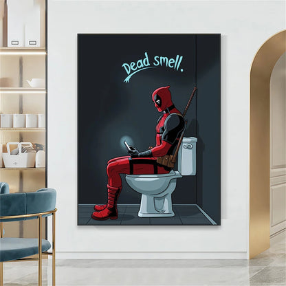 Funny Disney Deadpool Wall Poster Superhero Bathroom Wall Art Canvas Paintings Colourful Prints Home Toilet Room Decoration