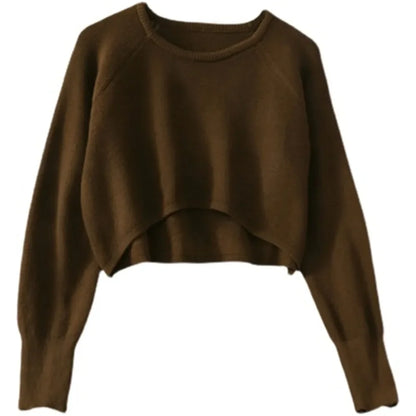 2024 Fashion Students All-match Knitwear Soft Korean New Pullovers Women O-neck Cropped Tops Autumn Winter Casual Loose Sweater