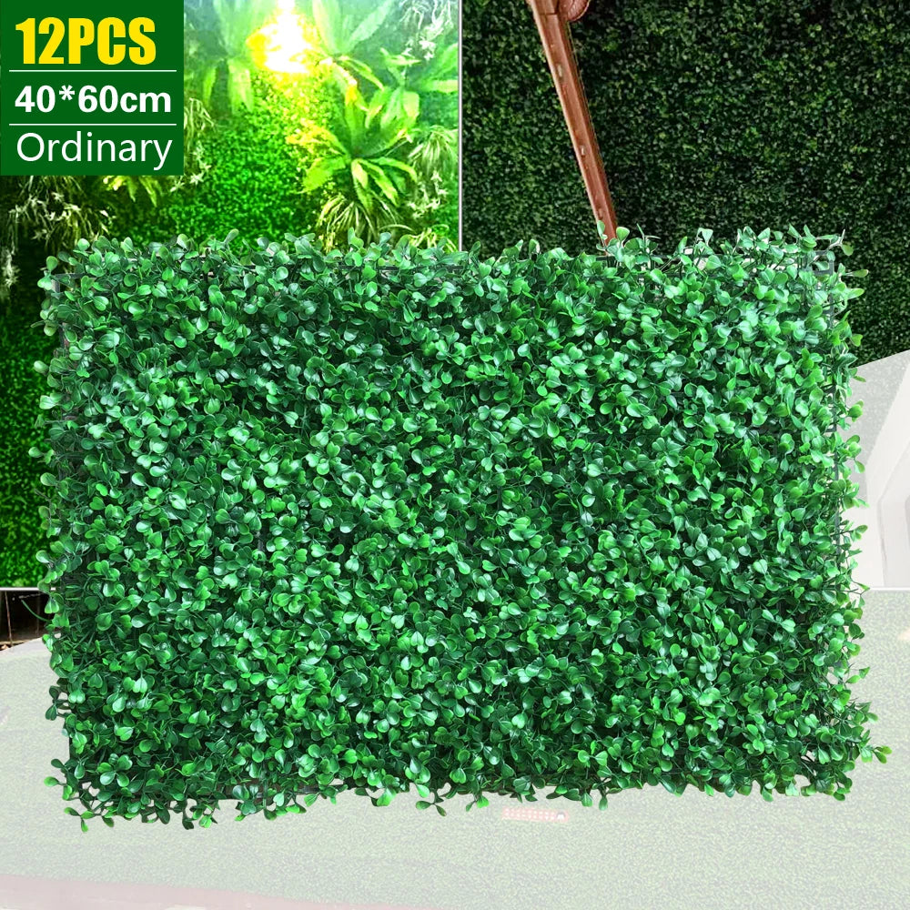 12pcs 40*60cm Artificial Hedge Screen Wall Privacy Fence  Artificial Plant Leaf Wall Garden Decoration