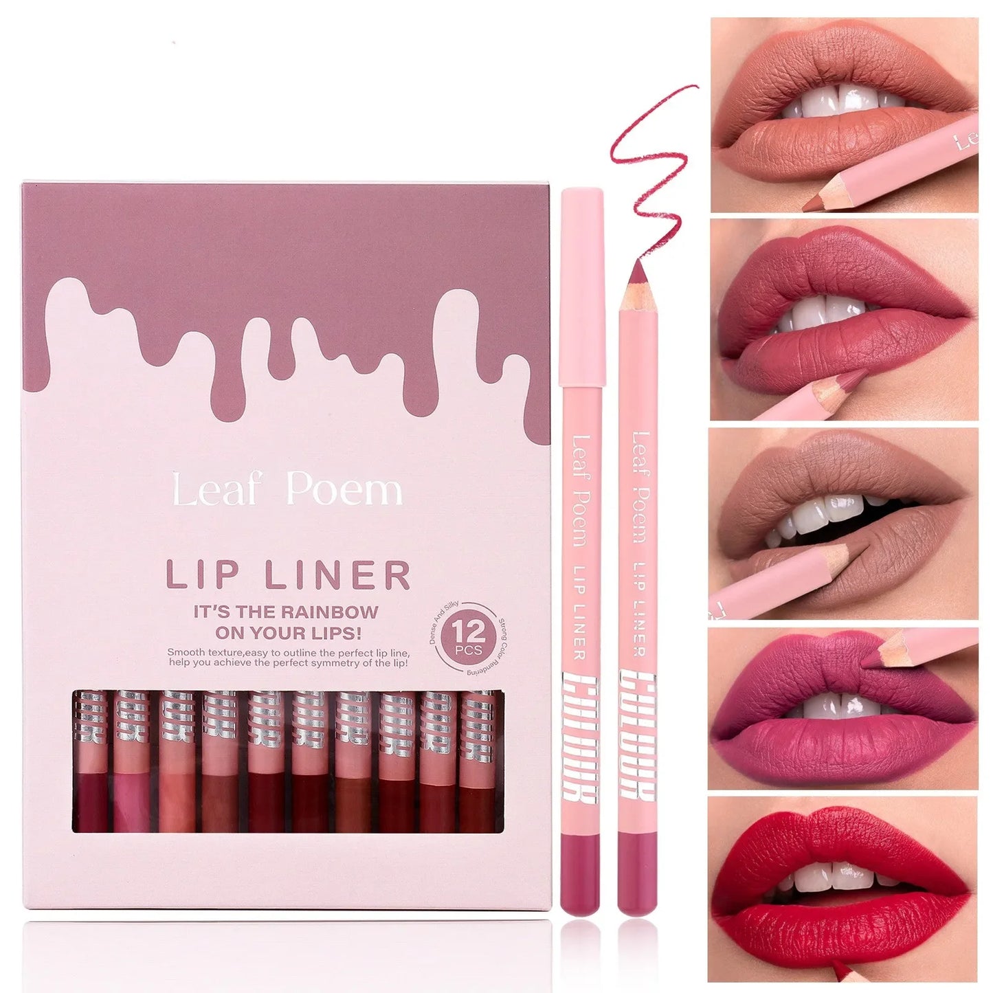 12 Colors Matte Lipliner Pencil Set Sexy Red Contour Tint Lipstick Waterproof Long Lasting Lipstick Liner Lip Tint Pen Cosmetic