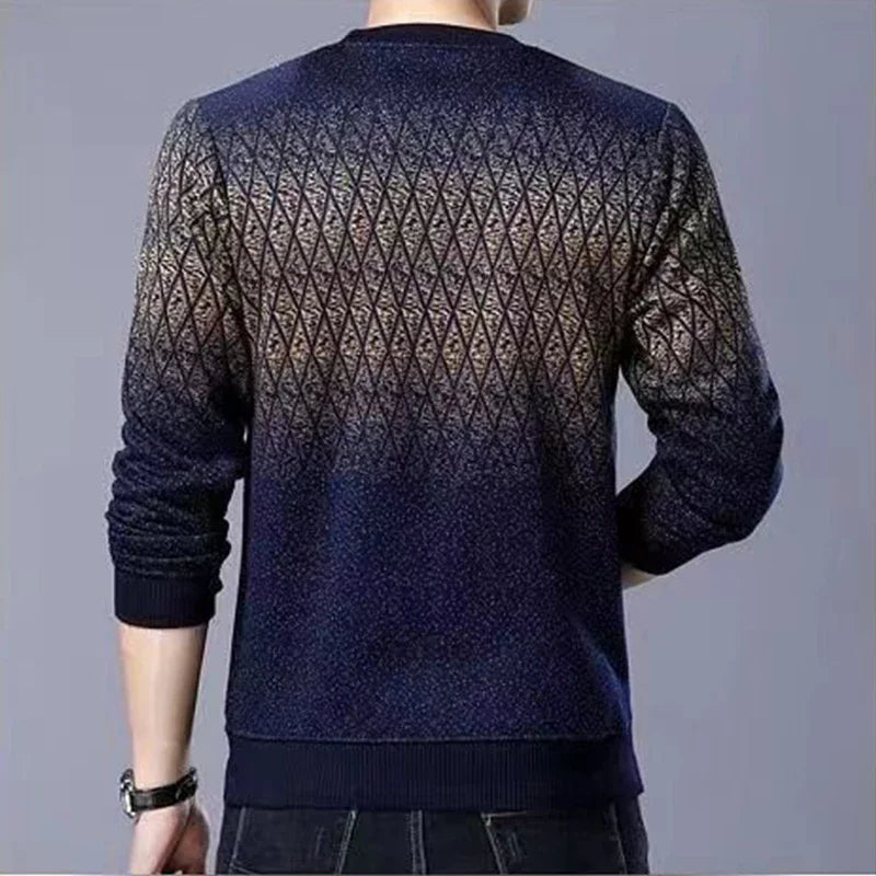 Autumn and Winter Men's Sweater Stripe Knitwear Pullover Long Sleeve Sweater