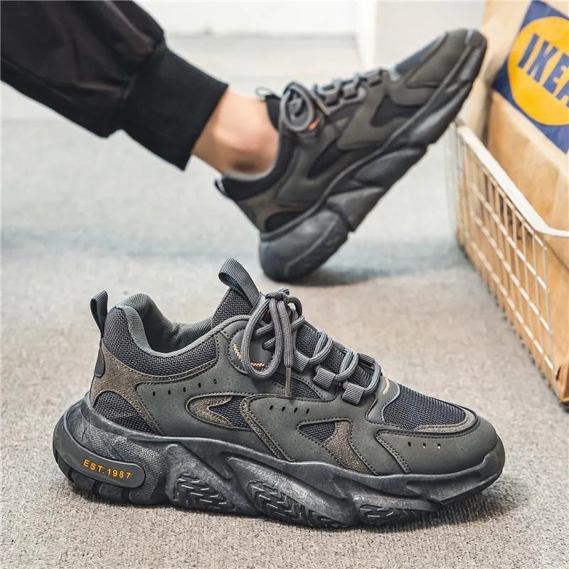 Spring Men Shoes New Breathable Mesh Shoes Men Trendy Versatile Thick Soled Sports Casual Shoes Running Dad Trendy Shoes