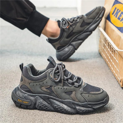 Spring Men Shoes New Breathable Mesh Shoes Men Trendy Versatile Thick Soled Sports Casual Shoes Running Dad Trendy Shoes