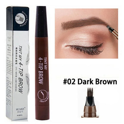 4 Splitted Head Eyebrow Pencil Long Last Smudge Proof Waterproof Sweat Proof High Pigmented Easy Applying Liquid Eyebrow Pencil