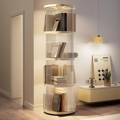 Rotating Bookshelf 360 Degree Home Bookcase Floor Shelf Student Picture Book Living Room Storage Rack Creative Storage Cabinet