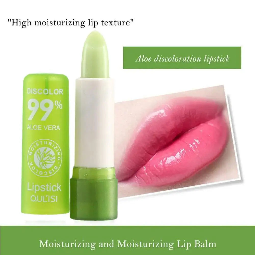 Lip Balm Lipstick Aloe Vera Strawberry Makeup Lip Care Lipstick Color Mood Changing Long Lasting Moisturizing Lipstick Beauty