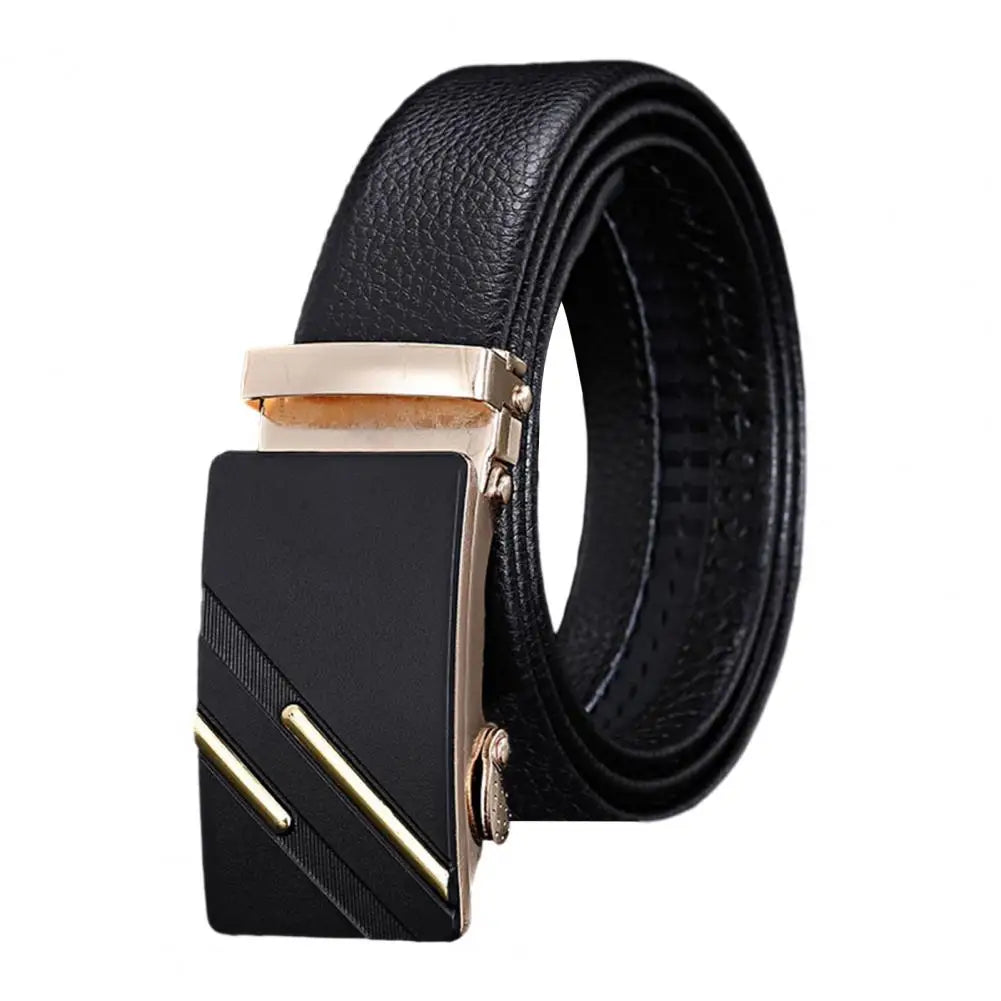 Men Belt High-quality Men's Automatic Business Belt with Smooth Faux Leather Alloy Buckle Durable Anti-slip Belt for Formal