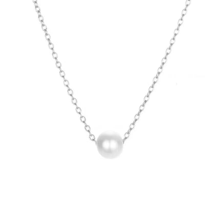 Gold Plated Stainless Steel Dainty Minimalist Zircon Charm Anti Tarnish Chain Round Clear Cz Stone Necklace for Women Jewelry