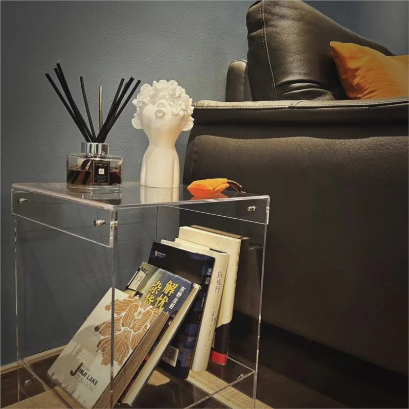 X&D Acrylic Transparent Edge Table Creative Design Nordic Minimalist Sofa Tea Table Bedside Table Bay Fashionable Corner Tables