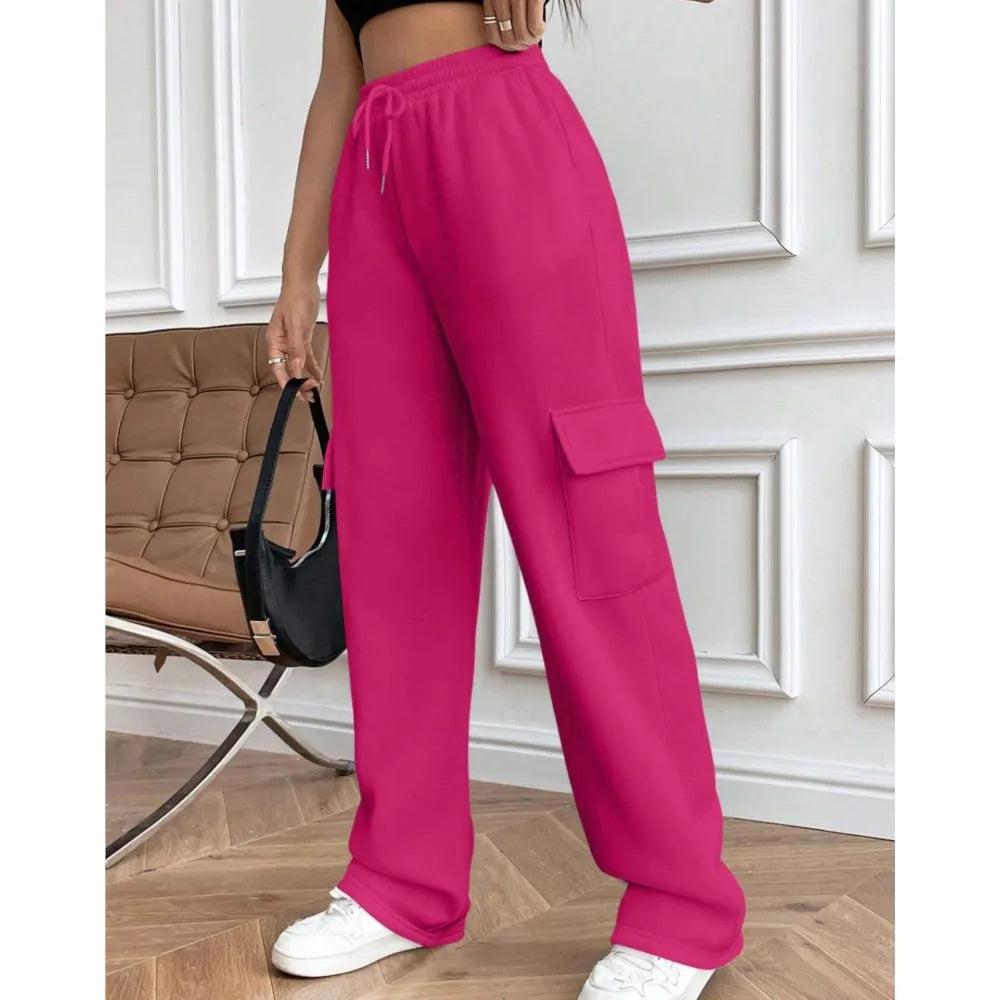 Women's Casual Sports Pants 2024 Autumn/winter Lady Fashionable Side Pocket Versatile Solid Color Straight Sweatpants Trousers