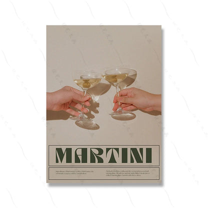 Martini Art Poster Print Negroni Cocktail Bar Wall Retro Canvas Decor Wine Painting Linving Room Home Friend Cheers Pictures