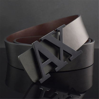 Men Belt Fashionable Simple Letter AX Buckle Male Belt for Men 3.8cm Good Quality