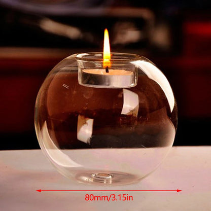 European Round Hollow Glass Candle Holder Wedding Banquet Bar Party Candlestick Holder Home Table Decoration Ornaments