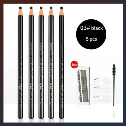 6 Colors Option Eyebrow Pencil Waterproof and Non-smudge Genuine Wood Hard Core Wholesale Wood Eyebrow Pencil Eyebrow Pen Golden