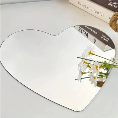 11.81 Inch Heart-shaped Irregular Bathroom Acrylic Shatterproof Mirrors, Non Glass Wall Mirror Decor for Bedroom, Living Room