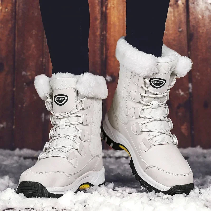 Women's winter boots, mid calf warm lined snow boots, non slip warm shoes, fashionable casual women's boots 2024