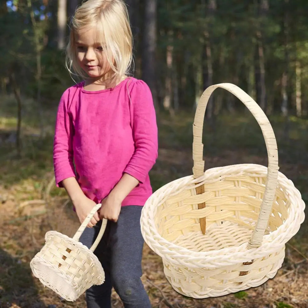 Hand Made Wicker Basket Wicker Flower Basket Shopping Storage Hamper and Handle Wooden Wicker Picnic Basket Fruit Basket