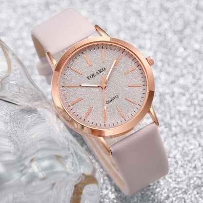 5PCS/Set Fashion Matte Dial Women Watches Diamond Heart Jewelry Set Casual Leather Band Quartz Watch（Without Box）