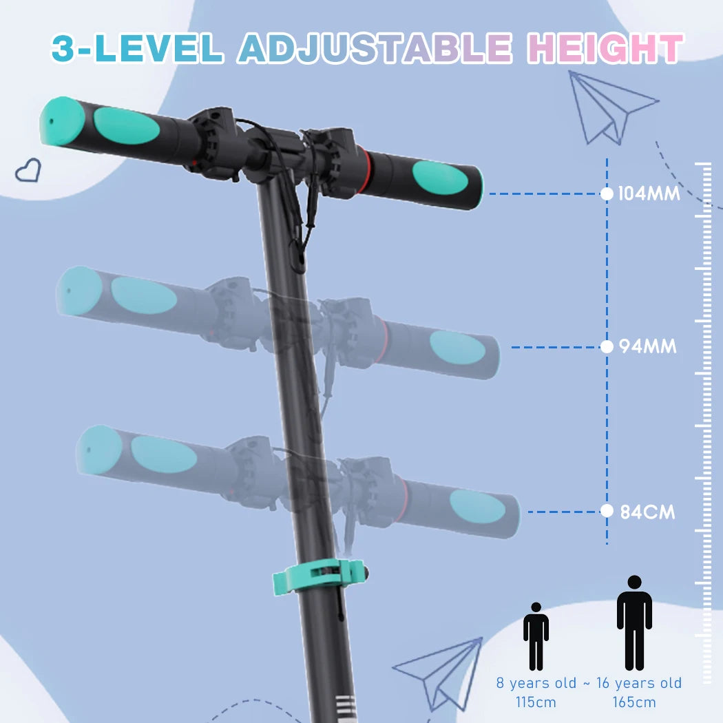 RCB Electric Scooter for Kids Ages 6-8-12, R15 Kids Electric Scooter, 20 KM/H Top Speed, 16KM Range, 3 Heights Adjustable, Gifts