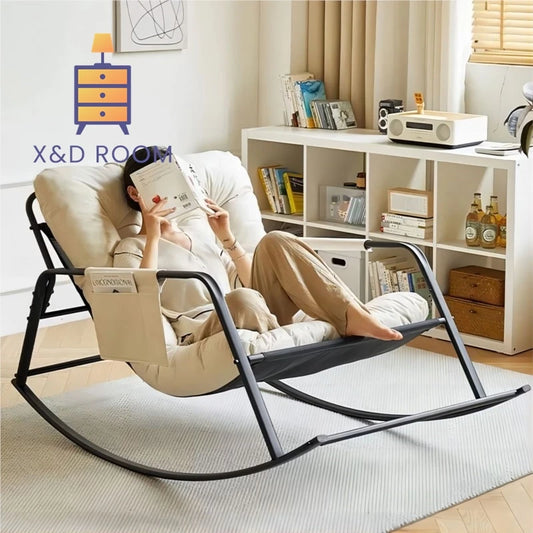 X&D Light Luxury Carbon Steel Comfortable Swinging Chair For Adults Balcony Home Leisure Lounge Chair Foldable Napping Lazy Sofa