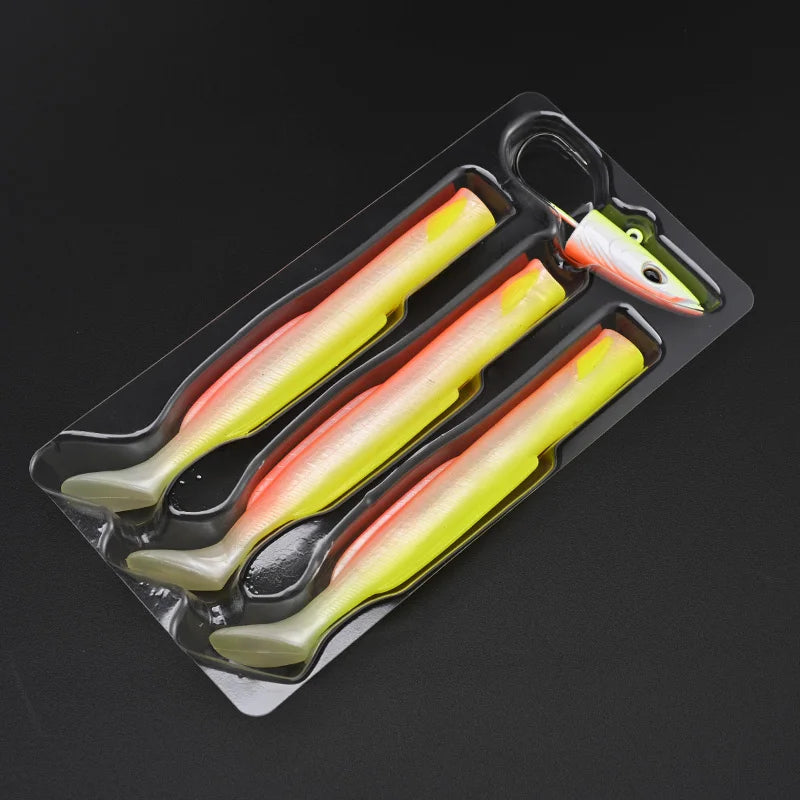 BLUX Happy Sandeel 13cm 27g Soft Live Eel Fishing Lure Paddle Tail Jig Head Hook Vinyls Vibration Artificial Bait Saltwater Gear