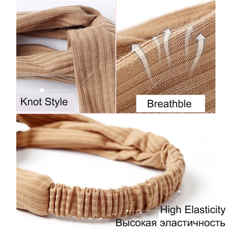 Women Headband Cross Top Knot Elastic Hair Bands Soft Solid Color Girls Hairband Hair Accessories Twisted Knotted Headwrap