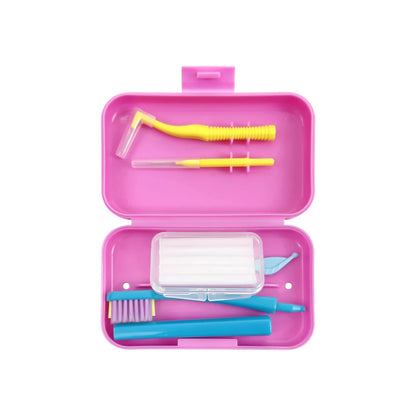 Dental Toothbrush Box Portable Travel Orthodontic Cleaning Set Storage Box Interdental Brush Brush Cover Oral Cleaning Care Kits