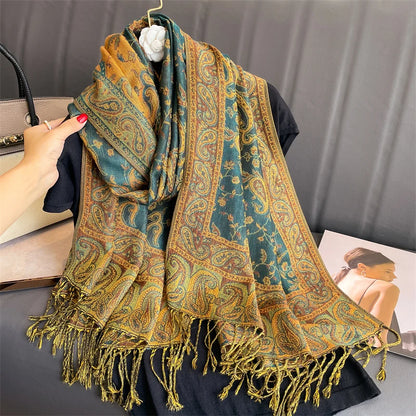 Bohemia Pashmina Hijab Scarf Long Muslim Cashmere Shawl Female Foulard Soft Turban Head Wraps For Women Headband Luxury Brand