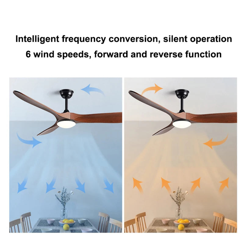 52'' Ceiling Fan Light 6 Speed Silicon Steel Motor Ceiling Fan With Light Timer Remote Control Indoor Ceiling Fan For Bedroom