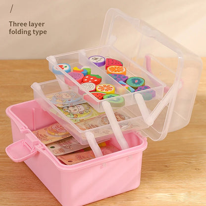 Children's Hair Accessories Storage Box Head Rope Hairpin Card Pen Sundries Stationery Box Cute Girl Jewelry Box