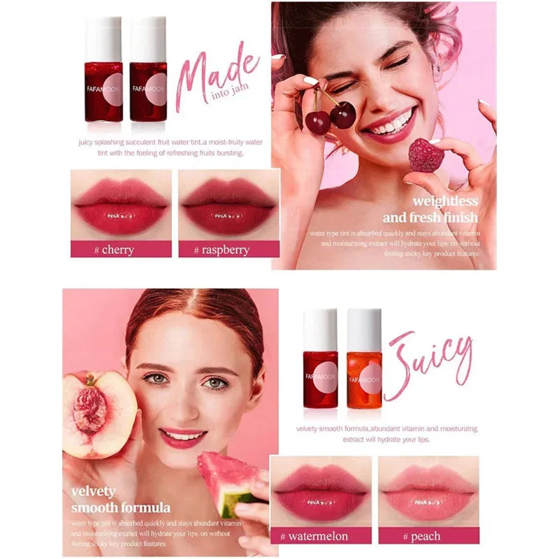 Mini Water Liquid Tint Moisturizing Lip Gloss Mirror Lip Glaze Long Lasting Waterproof Lipstick Rosered Lip Cheek Rouge Cosmetic