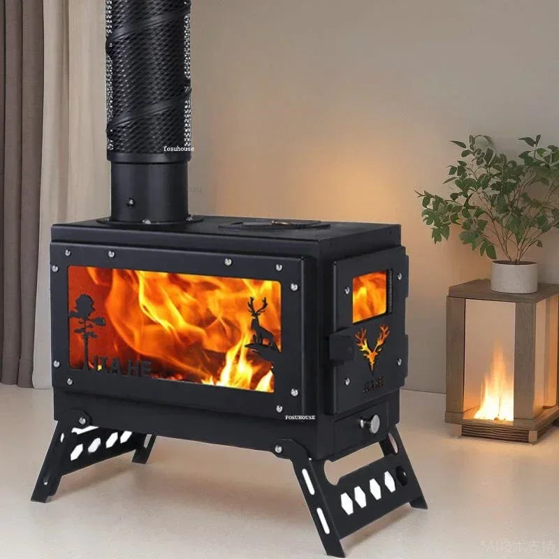 Real Fire Heating Fireplaces European Decorative Fireplace with Chimney Wood Stove Steel Home Rural Indoor Pellets Stove w